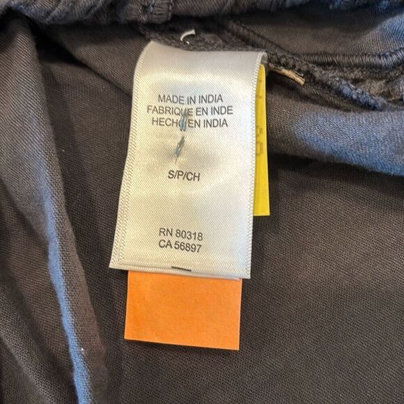 Lucky Brand gray eyelet button front w/tie boho peasant shirt top blouse S - Picture 12 of 14